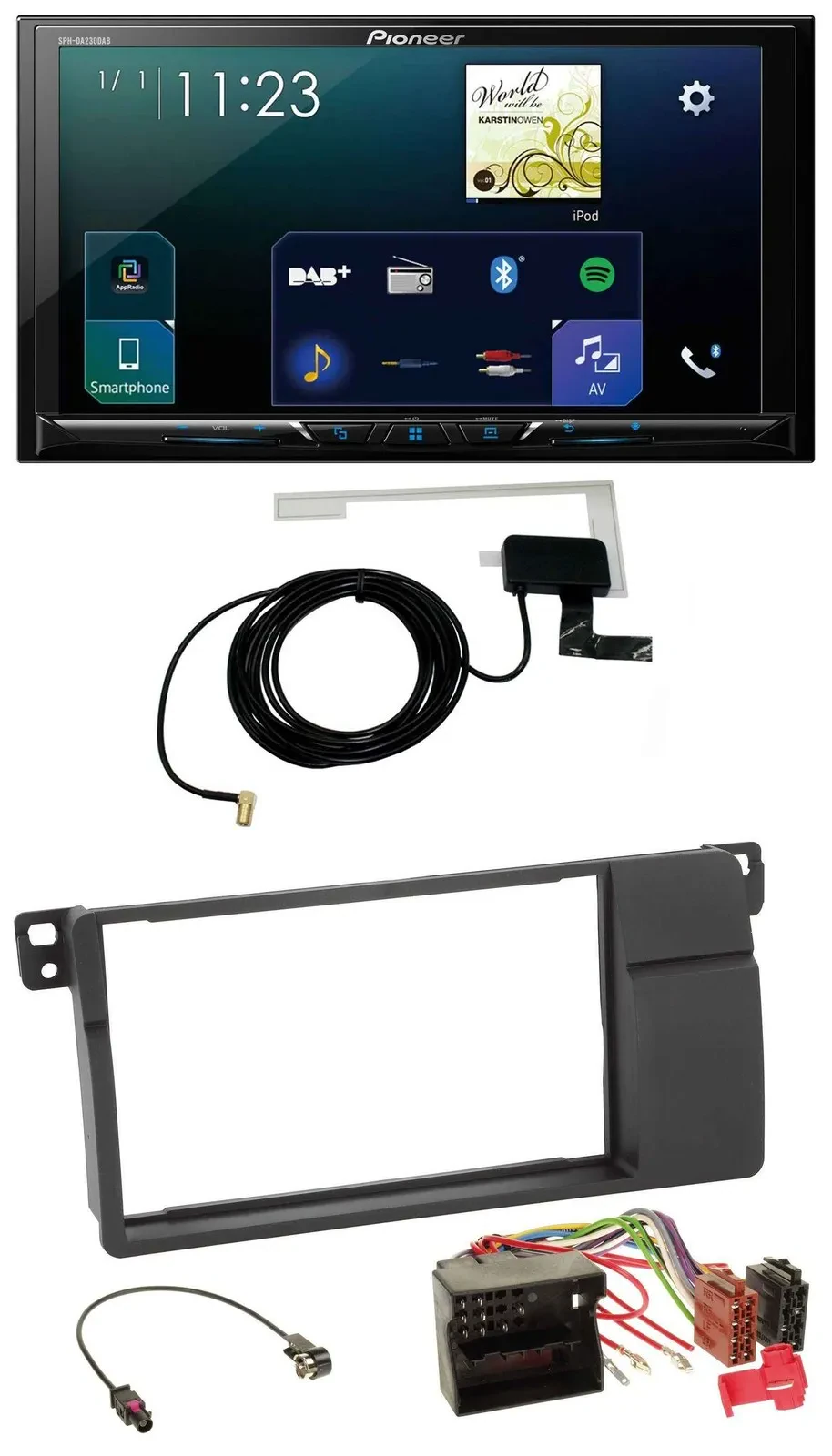 Pioneer 2DIN DAB USB MP3 Bluetooth Autoradio für BMW 3er E46 Quadlock großem Nav
