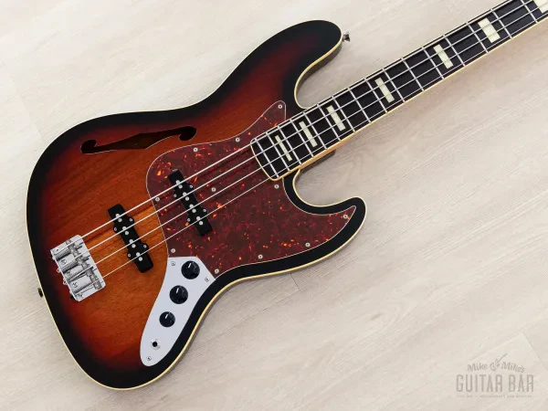 2012 Fender Jazz Bass JB/HO Semi-Hollow Mahogany Body Sunburst, Blocks &...