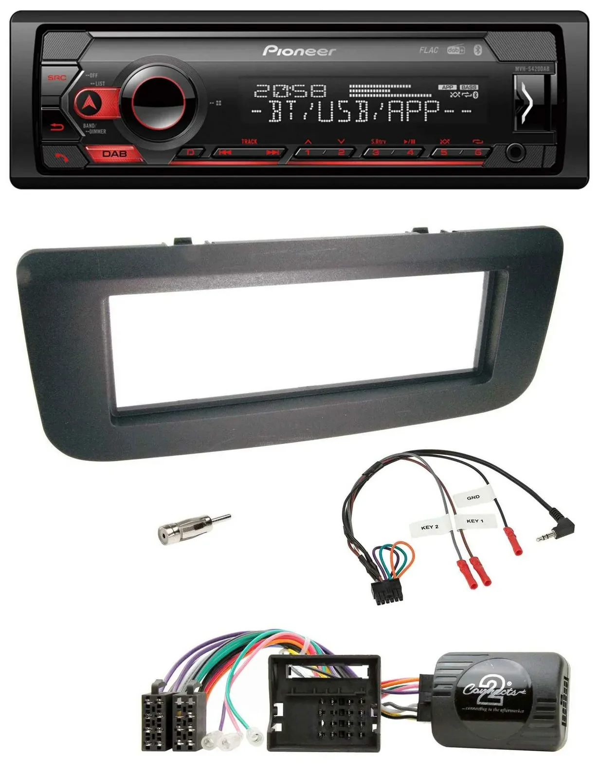 Pioneer Lenkrad USB DAB Bluetooth Autoradio für Skoda Fabia 07-14 Praktik Roomst