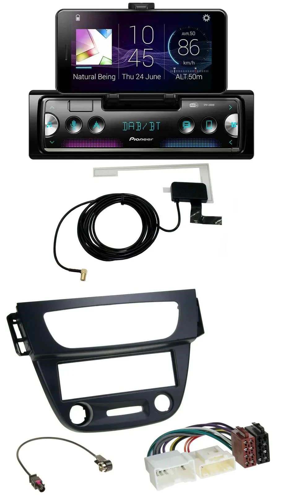 Автомагнитола Pioneer DAB, Bluetooth, MP3, USB для Renault Megane 3 (2009–2014) черный