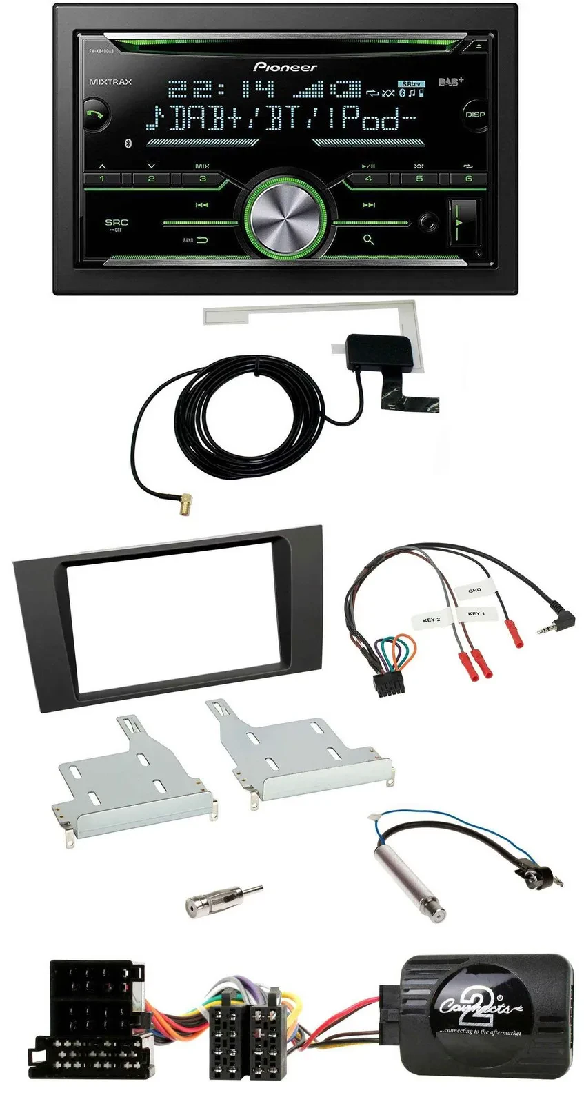 Pioneer CD USB Lenkrad Bluetooth 2DIN DAB Autoradio für Audi A4 1999-2001