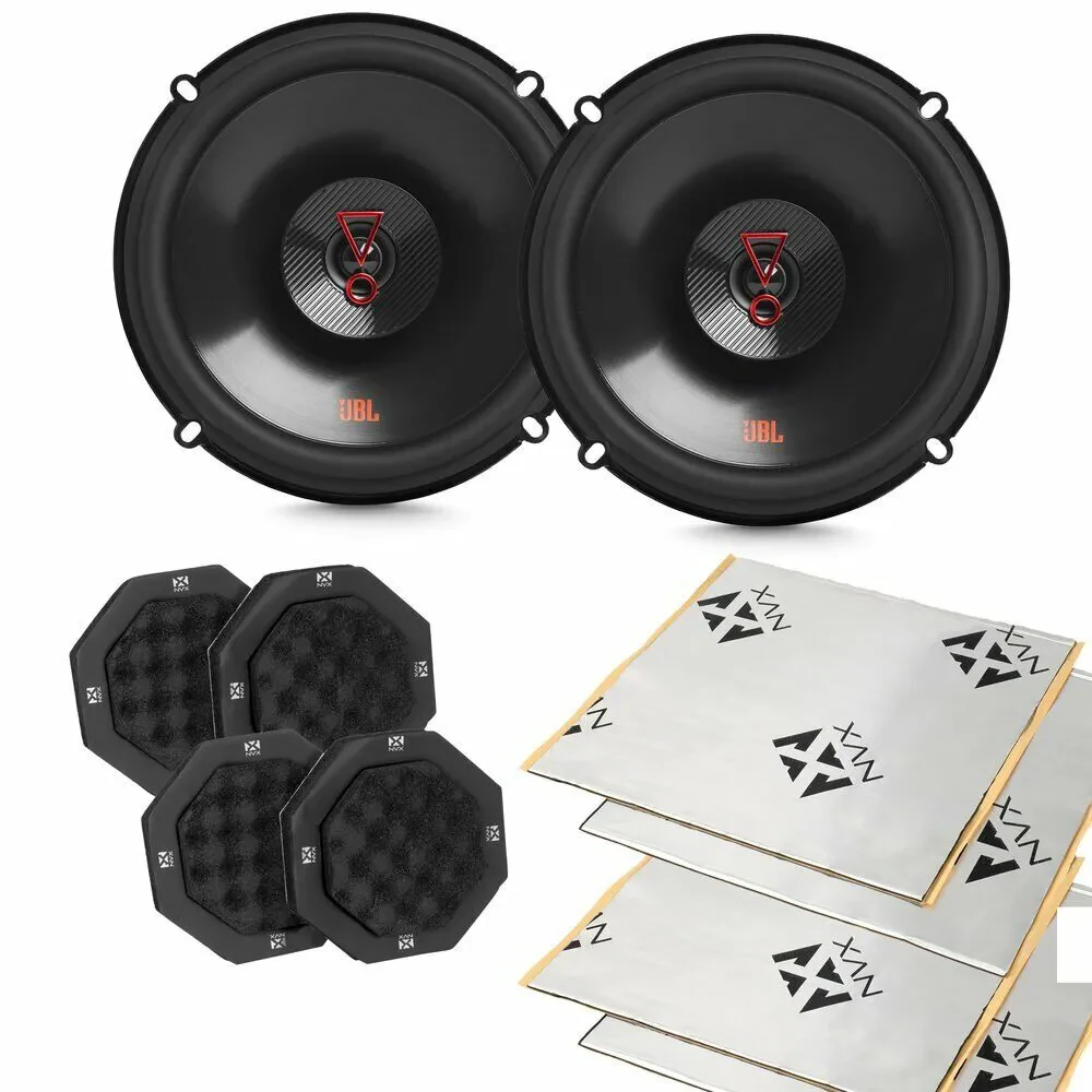 2x JBL Stage3 627F 6.5" Speakers with NVX Speaker Baffles & Sound Damping Kit