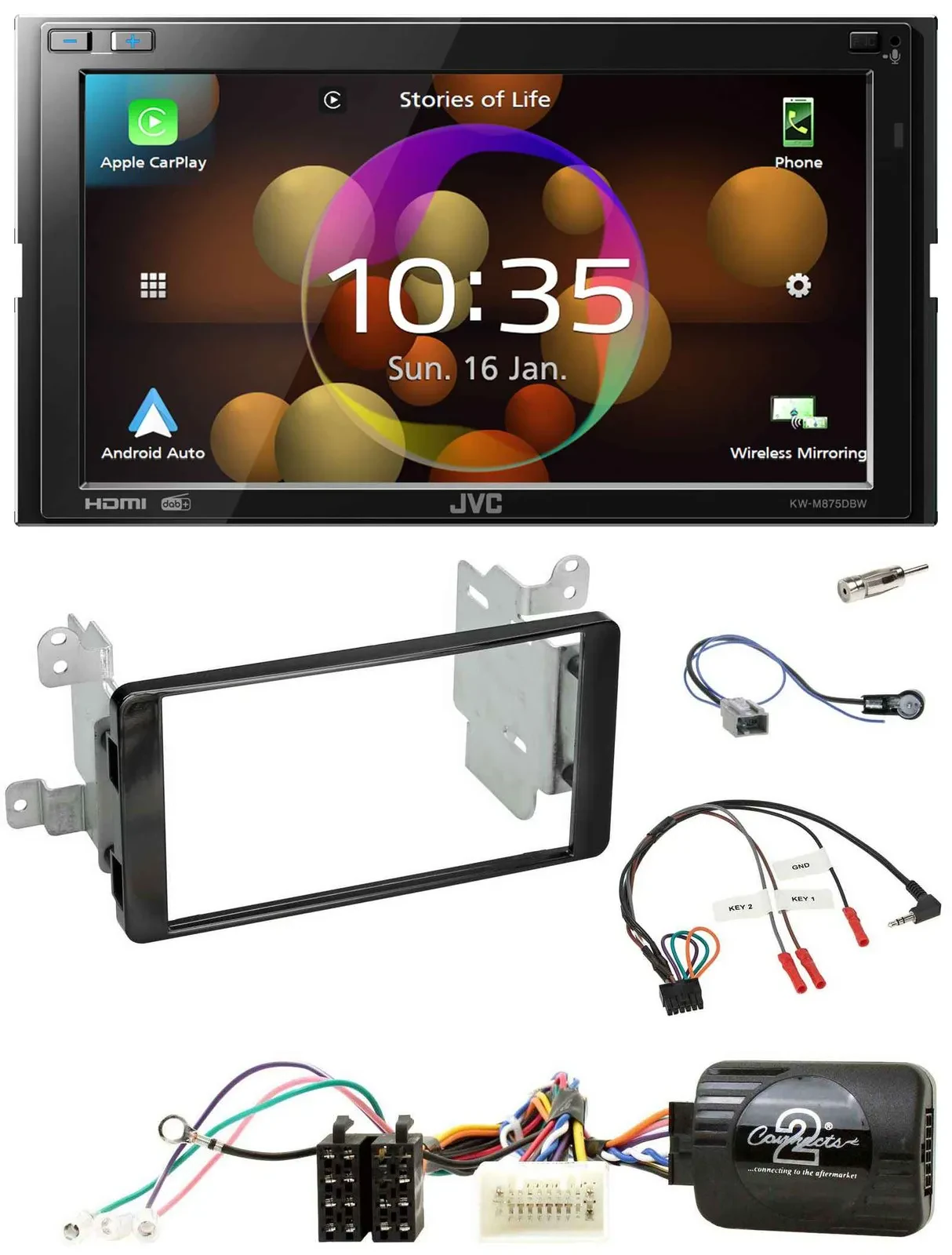 JVC DAB Lenkrad 2DIN Bluetooth USB Autoradio für Mitsubishi ab 2012 Outlander Kl