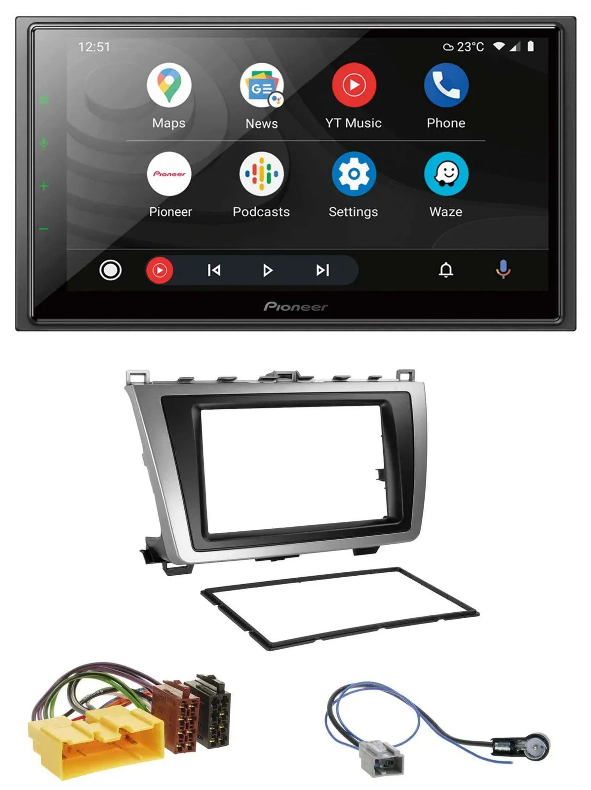 Pioneer USB 2DIN DAB MP3 Bluetooth Autoradio für Mazda 6 08-12 schwarz-silber