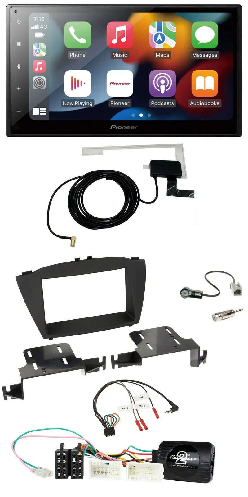 Pioneer Lenkrad USB Bluetooth DAB 2DIN Autoradio für Hyundai ix35 ab 2013 ohne S