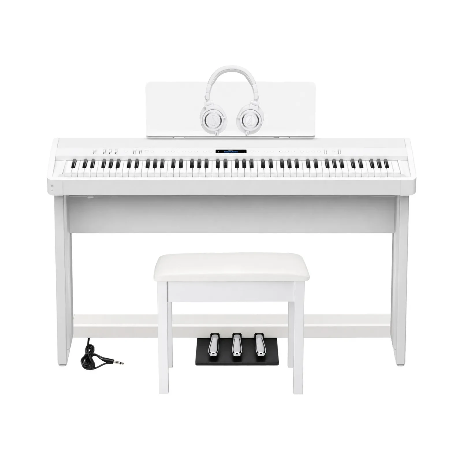 Roland FP-90X Digital Piano with Stand, Pedal Unit, Bench and Headphones (White)