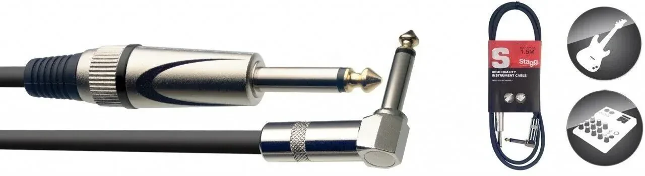 Инструментальный кабель Stagg SGC1,5DL 1.5 м, 6.3 мм TS-TS (моно)
