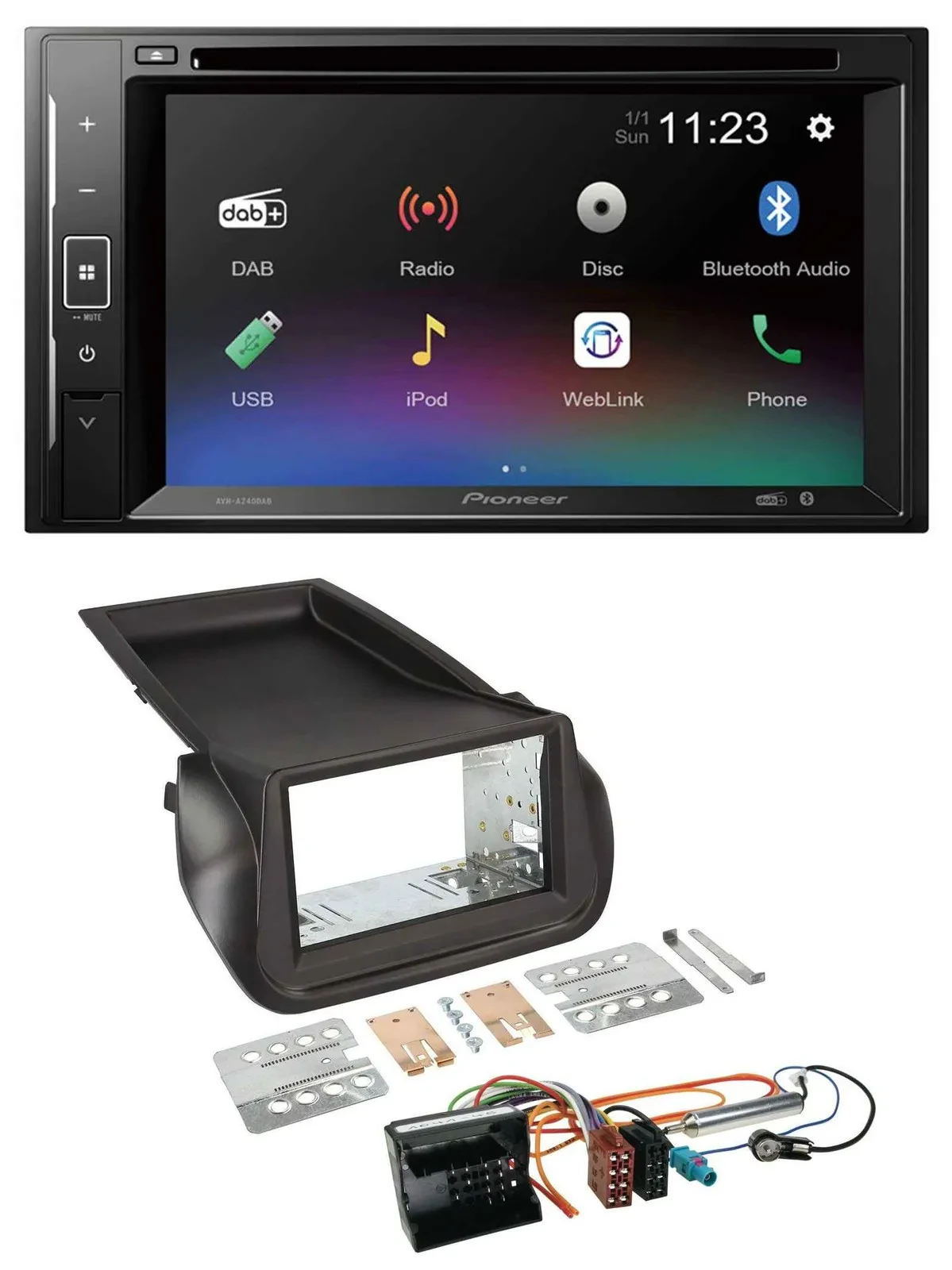 Автомагнитола Pioneer 2-DIN, DAB, DVD, Bluetooth, USB, MP3 для Citroen Nemo/Peugeot Bipper