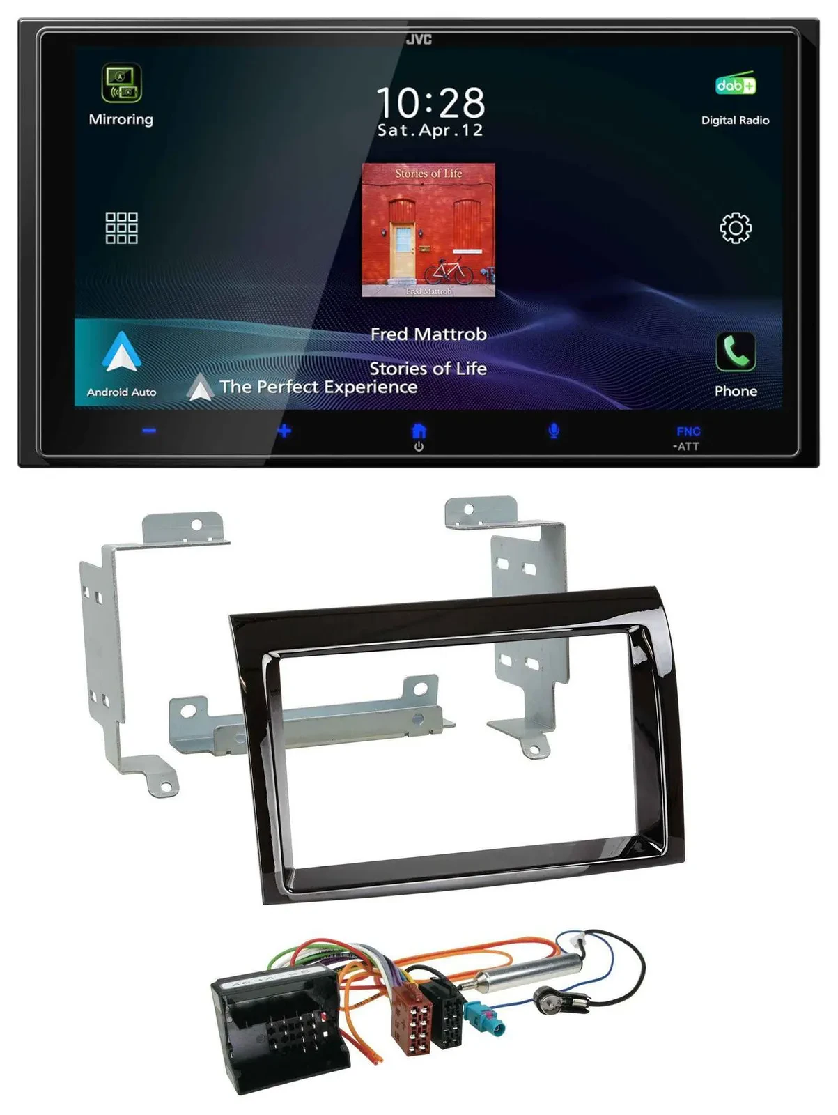 Автомагнитола JVC 2DIN, USB, Bluetooth, DAB, MP3 для Citroen Jumper (2006–2011)