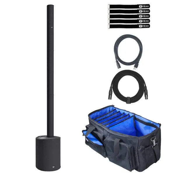 LD Systems MAUI 5 Go Black Powered Column PA Speaker System Package