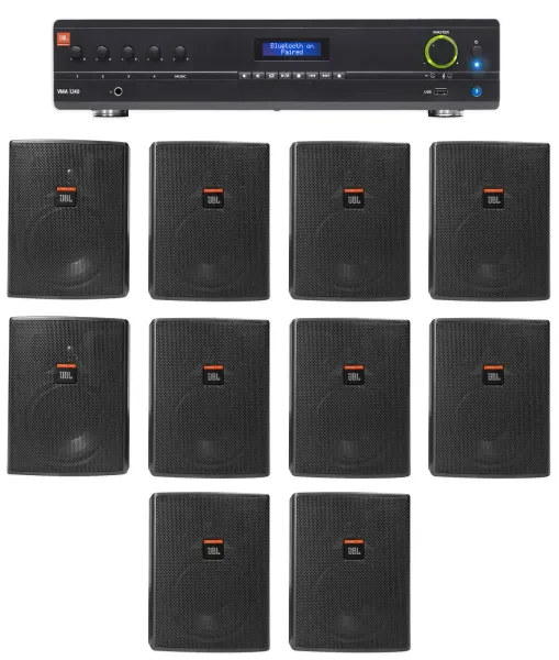 Настенная акустика JBL Control 25AV Black с усилителем (10 штук)