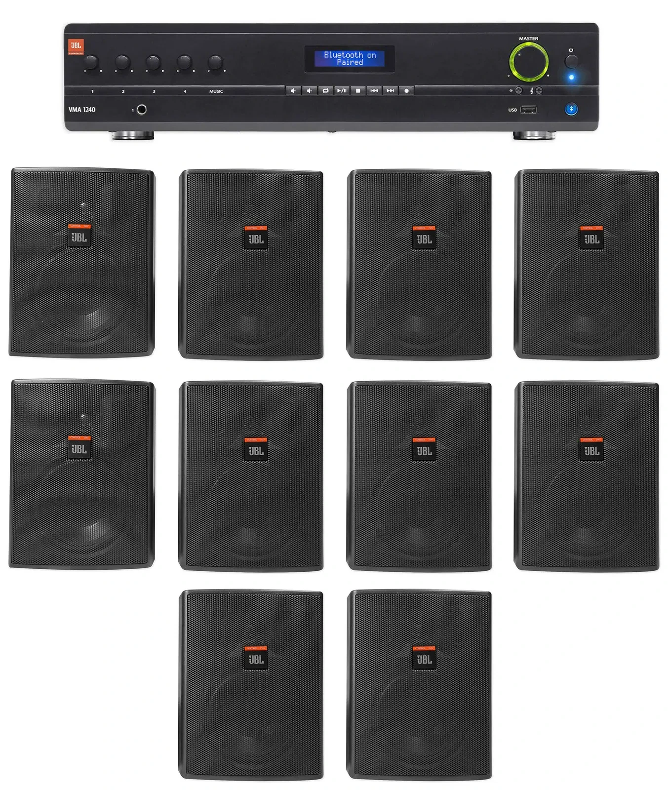 Настенная акустика JBL Control 25AV Black с усилителем (10 штук)