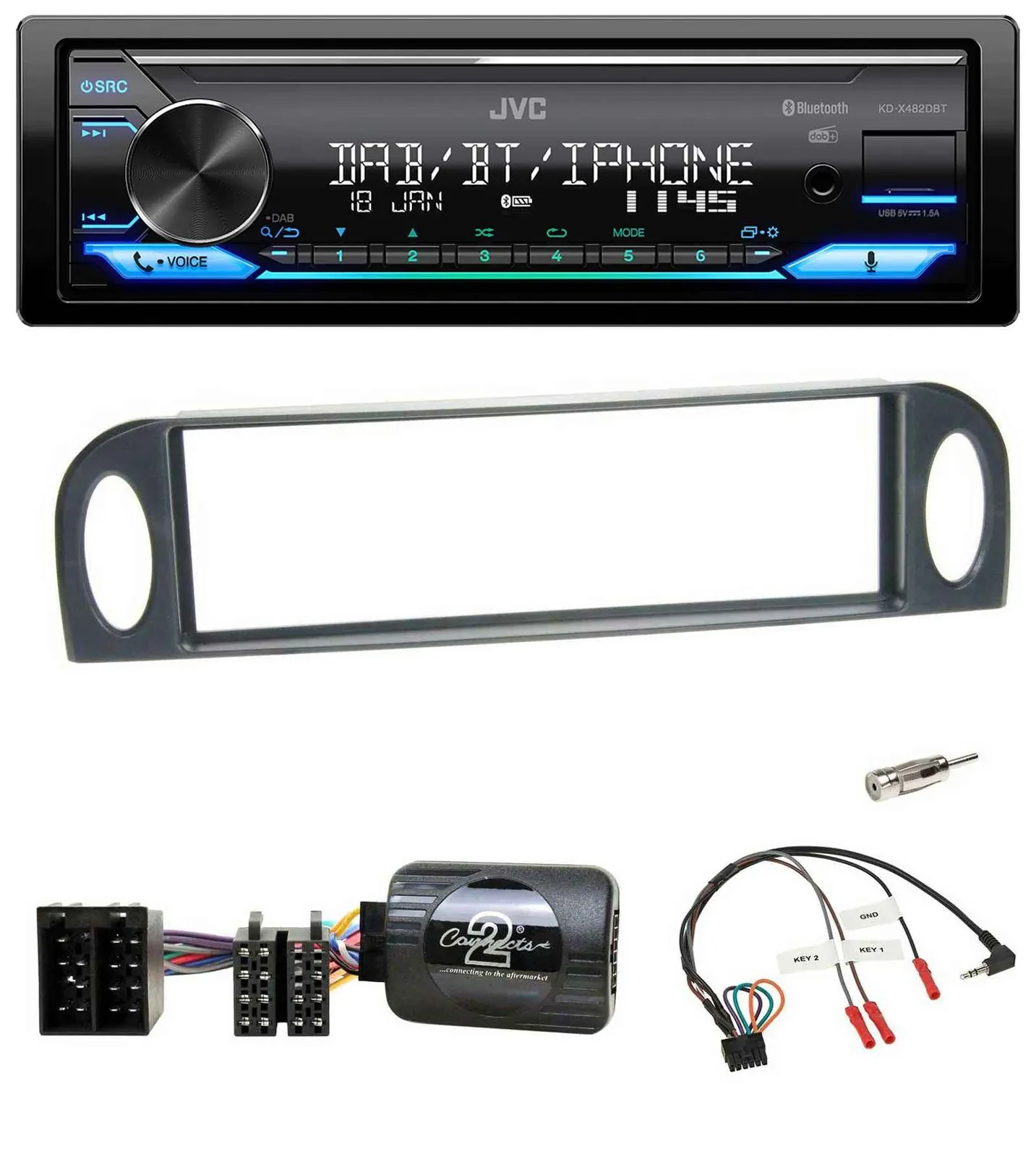 JVC Bluetooth DAB USB Lenkrad Autoradio für Citroen C5 2001-2005