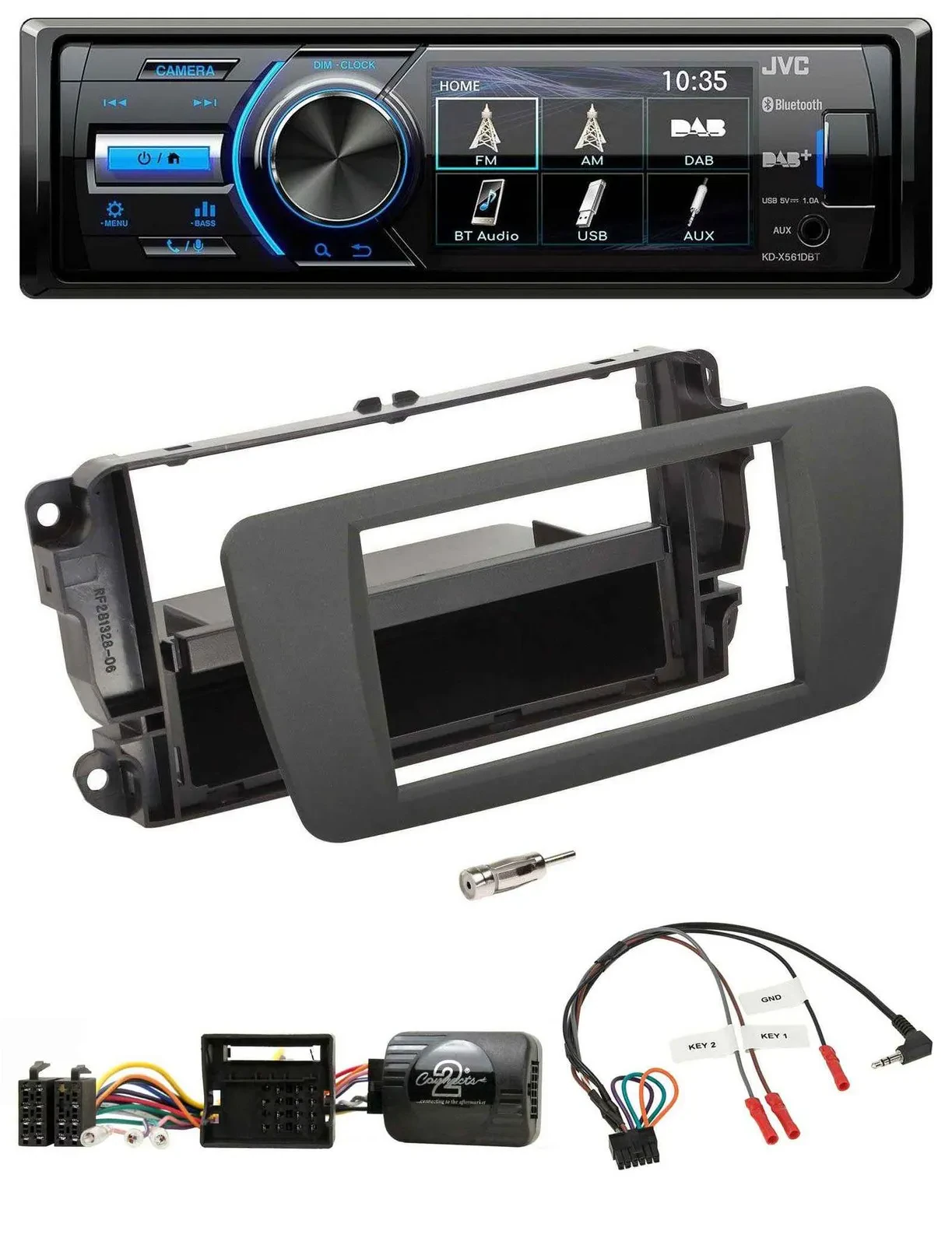 JVC Bluetooth Lenkrad USB DAB Autoradio für Seat Ibiza tuam grey