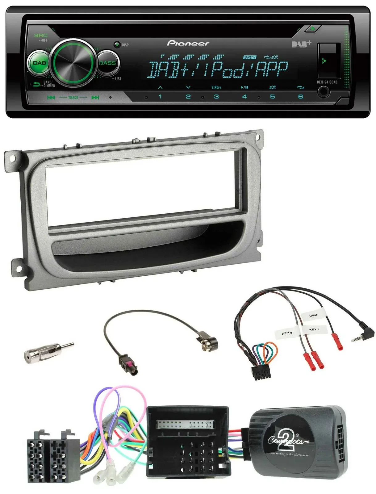 Pioneer USB MP3 DAB Lenkrad CD Autoradio für Ford Focus Galaxy C-Max Can ab 2007