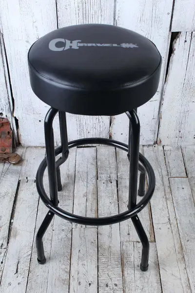 Стул для гитариста Charvel Logo Barstool 30 Inch Height Swivel Bar Stool Black with Gray Logo