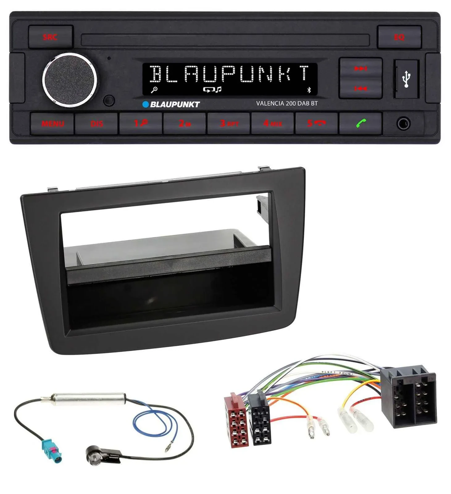 Автомагнитола Blaupunkt DAB, Bluetooth, USB для Alfa Romeo Mito (955, 2008–2014), ISO, черная