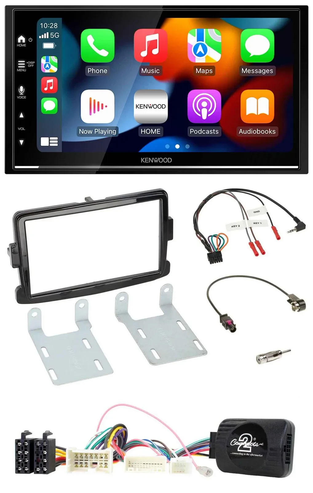 Kenwood DAB USB Bluetooth 2DIN Lenkrad Autoradio für Dacia Sandero ab 13 piano-s