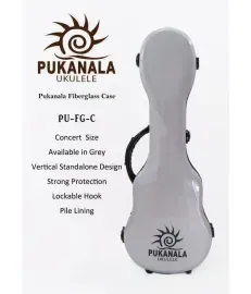 PukanaLa Model FG-C-WH White Concert Ukulele Fiberglass Hardshell Case