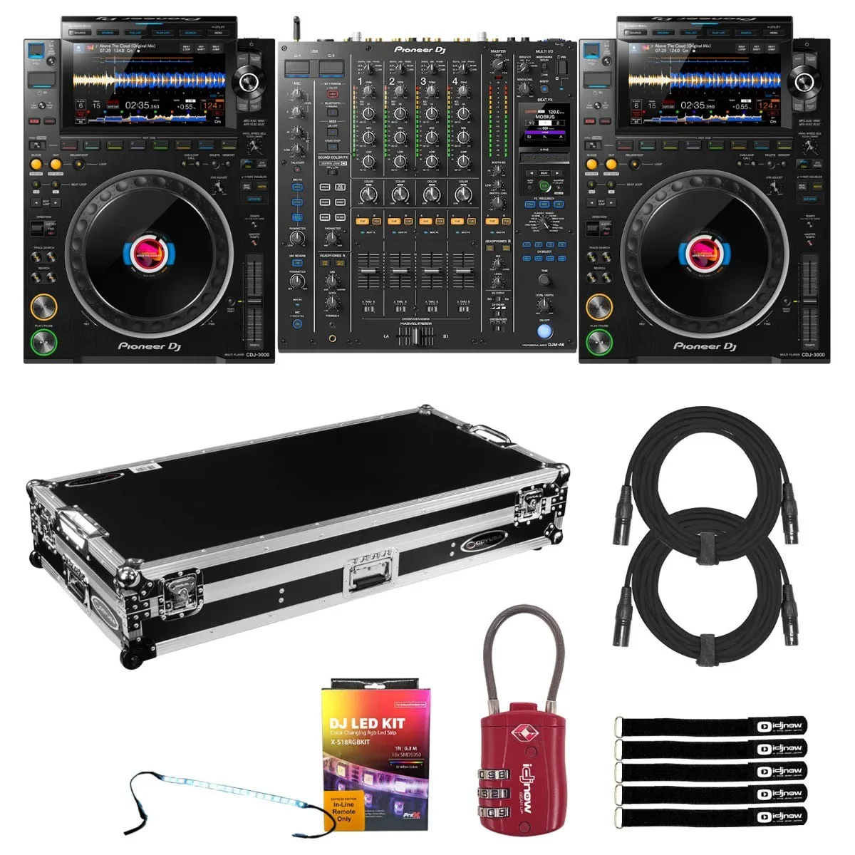 Pioneer DJ CDJ-3000 Flagship Multi Players Pair w DJM-A9 Mixer & Coffin Case