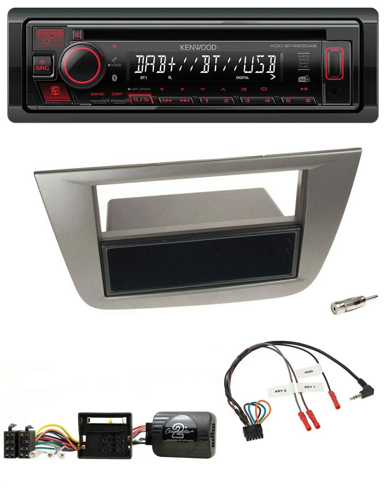 Автомагнитола Kenwood CD, USB, Bluetooth, DAB для Seat Toledo/Altea 2004–2009