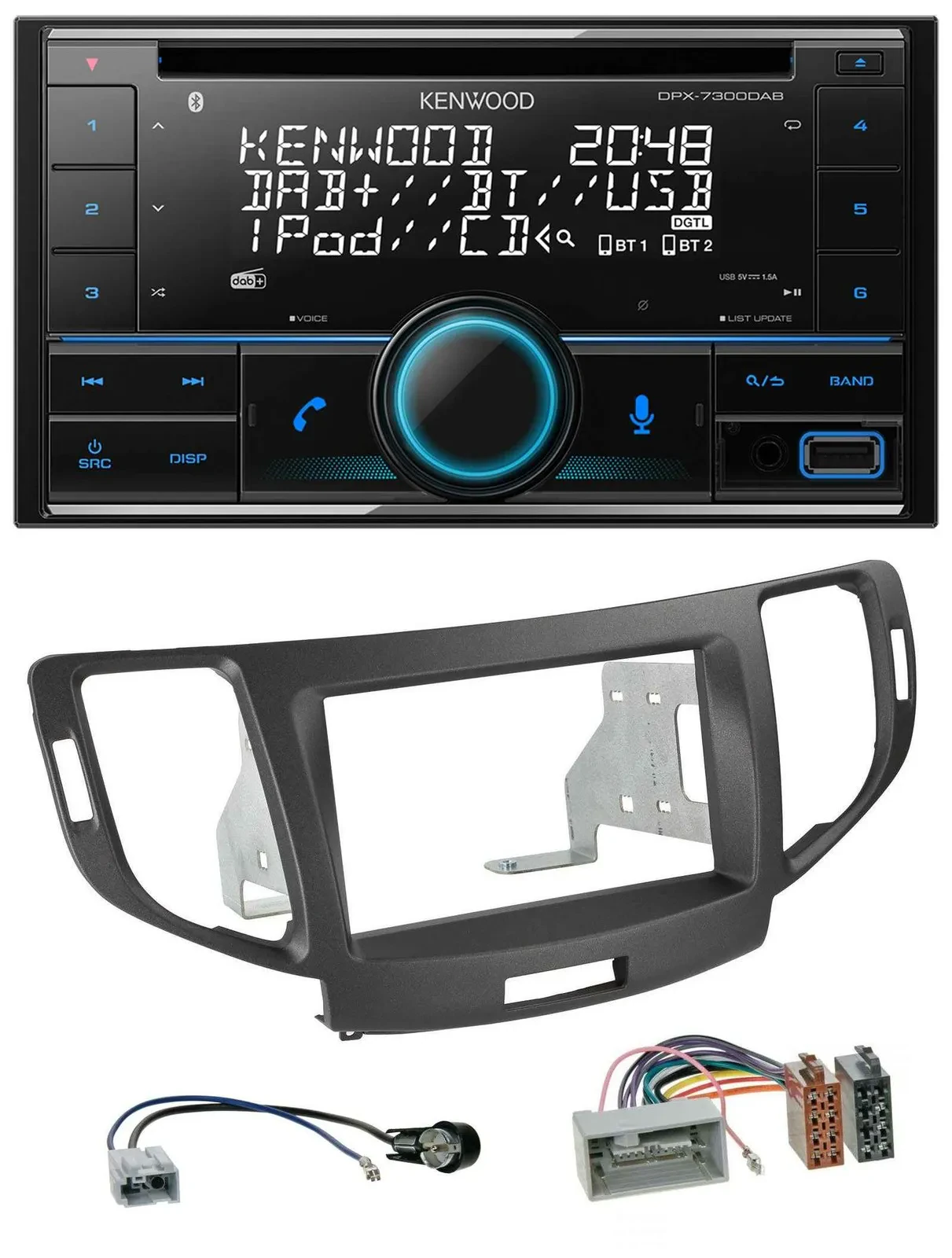 Kenwood CD 2DIN DAB USB MP3 Bluetooth Autoradio für Honda Accord ab 11 anthrazit