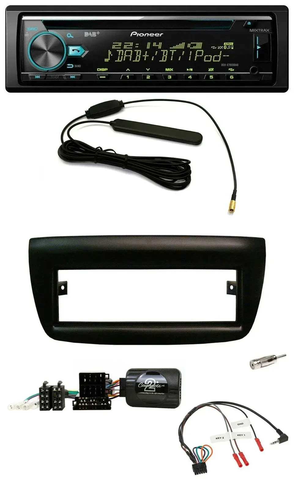 Автомагнитола Pioneer CD MP3 DAB USB для Fiat Doblo 2012–2015, черная