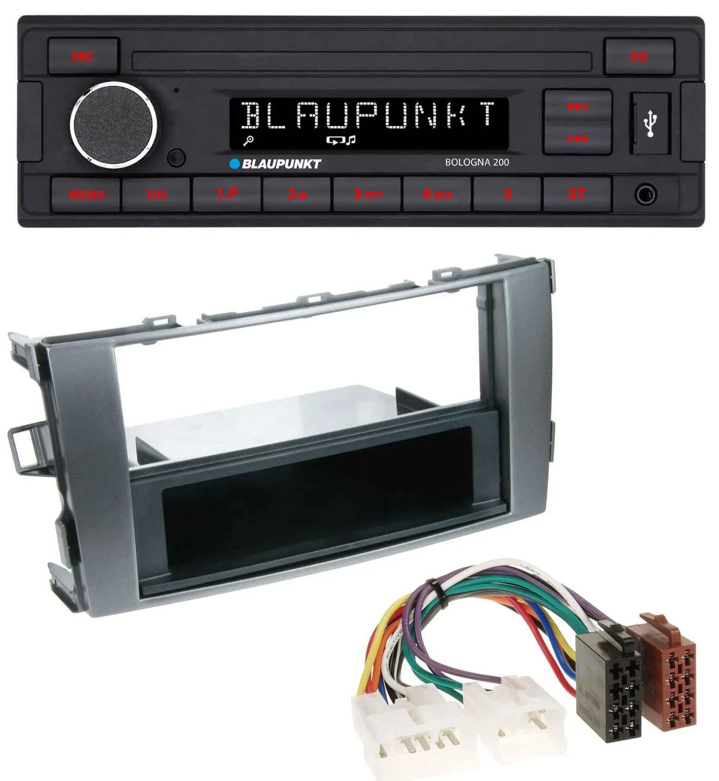 Автомагнитола Blaupunkt MP3/AUX/USB 1DIN для Toyota Auris (2007–2012) антрацит-серый