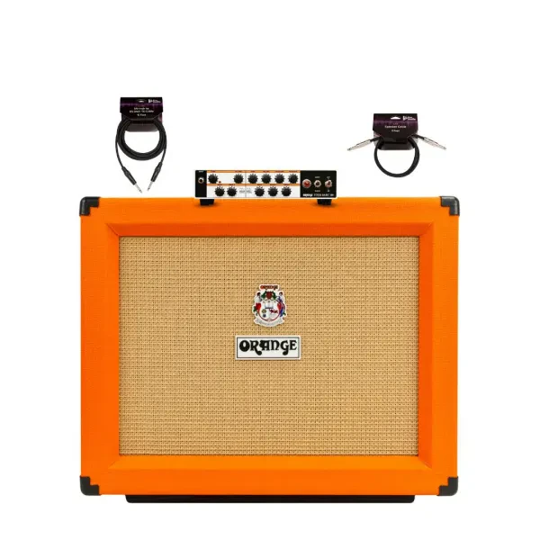 Orange Tour Baby 100 Portable 2 Channel Guitar White Amplifier Head Bundle