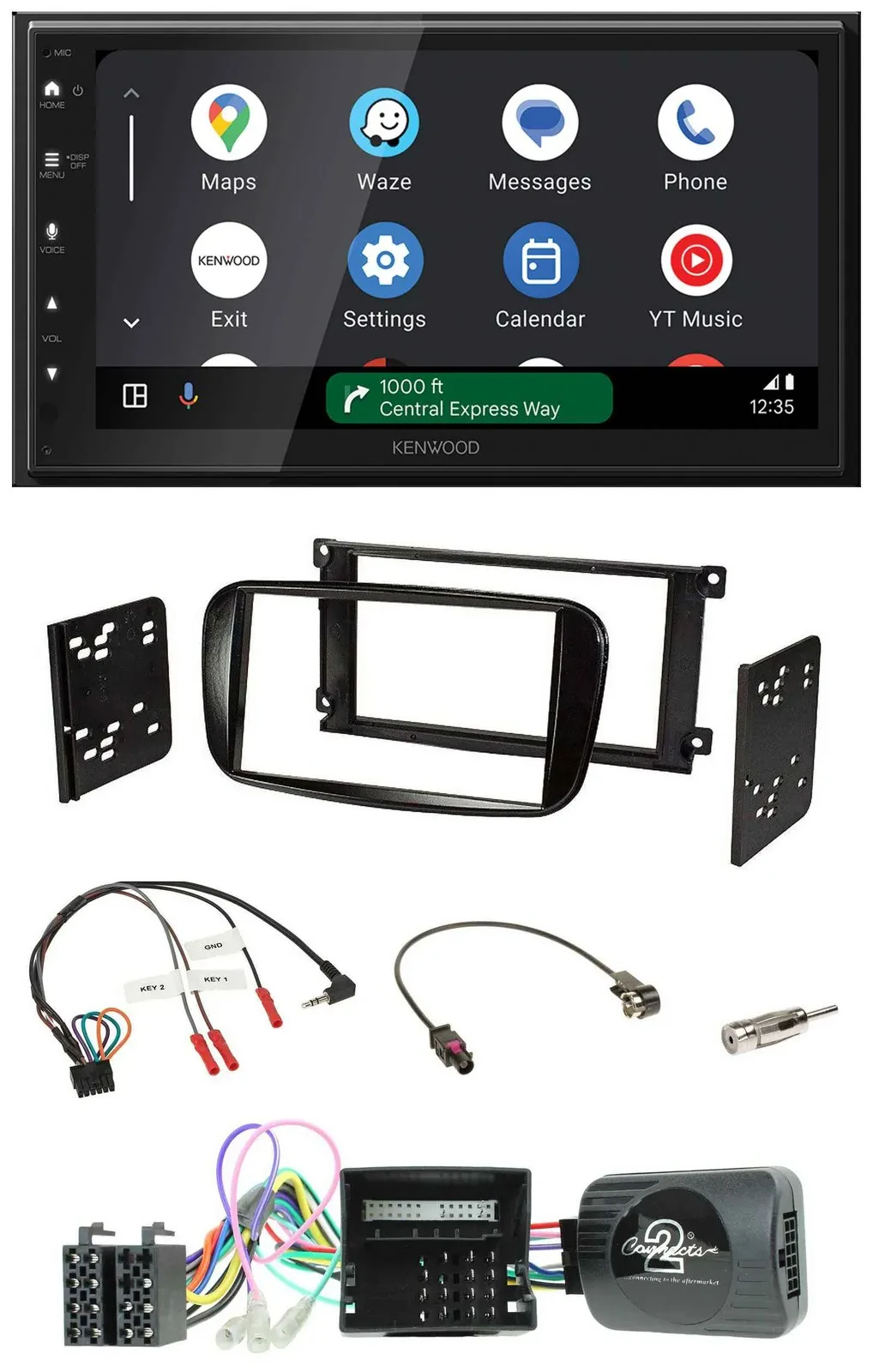 Автомагнитола Kenwood 2DIN DAB, Bluetooth, USB, для Ford Focus/C-Max, поддержка кнопок на руле, CAN-Bus