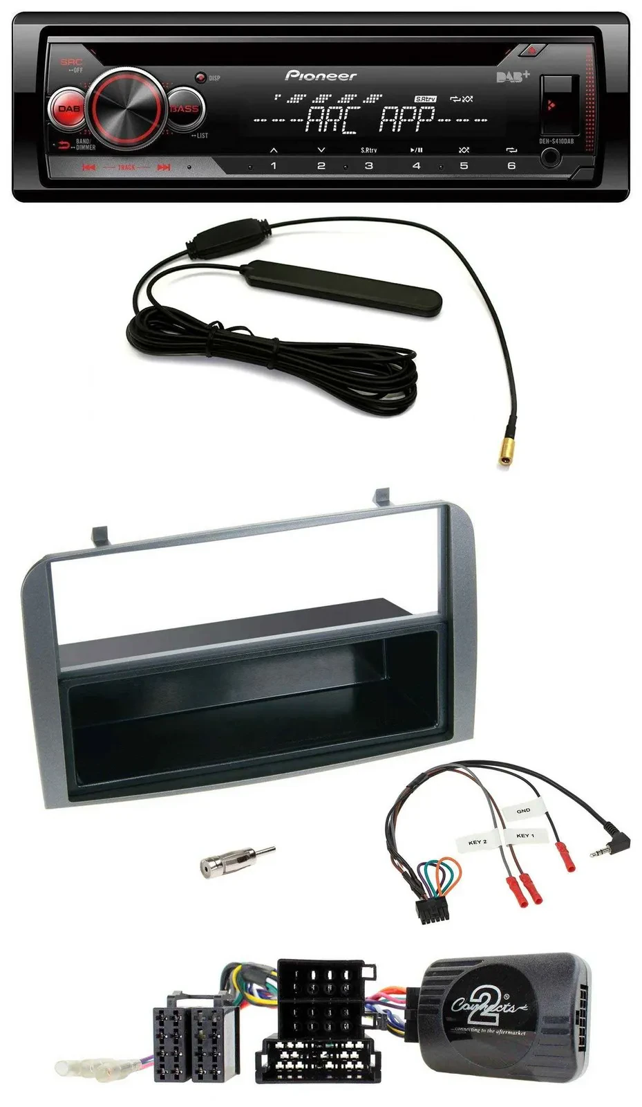 Pioneer CD USB Lenkrad DAB MP3 Autoradio für Alfa 147 GT 07-10 anthrazit Ablage