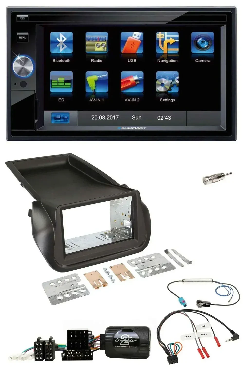 Blaupunkt 2DIN Bluetooth TMC USB Lenkrad SD Navigation für Citroen Nemo Peugeot