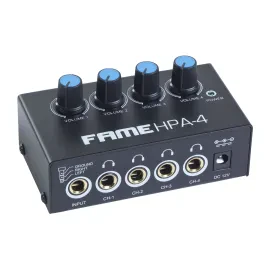 Audio HPA-4 4-Kanal Stereo Kopfhörerverstärker Schwarz 6,35mm Klinke 100KOhm/80