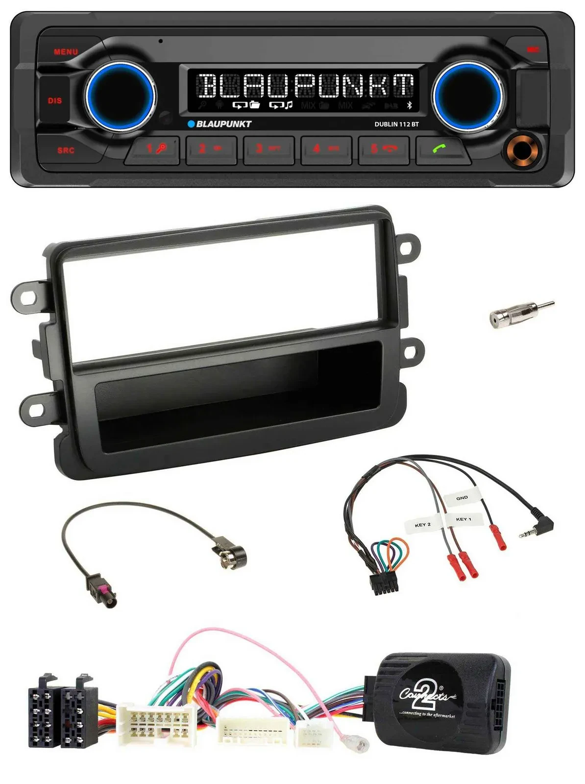 Blaupunkt MP3 Bluetooth USB Lenkrad Autoradio für Dacia ab 2012 schwarz