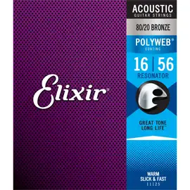 Струны для резонаторной гитары Elixir 11125 PolyWeb Acoustic 16-56