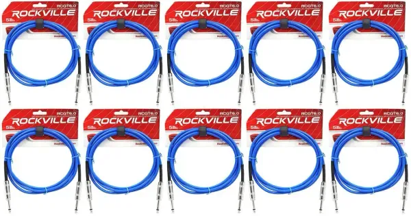 Инструментальный кабель Rockville RCGT6.0BL Blue 1.8 м (10 штук)