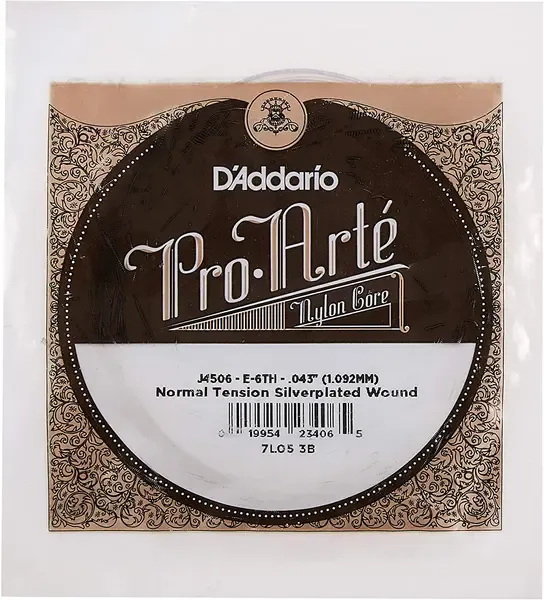 Струна для классической гитары D'Addario J4506, нейлон посеребренный, калибр 43