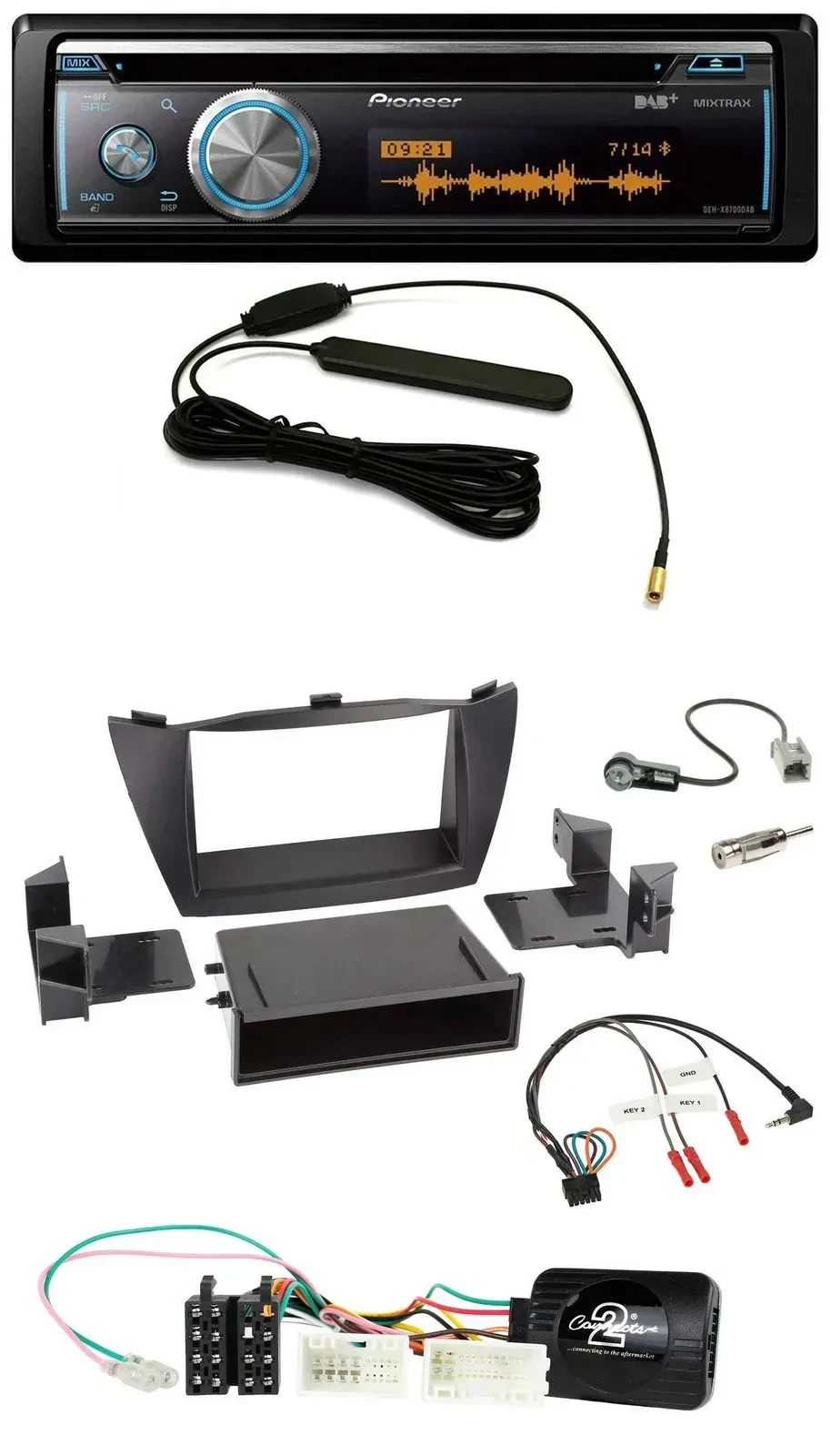 Автомагнитола для Hyundai ix35 2010–2013 Pioneer CD/USB/Bluetooth/DAB, черный