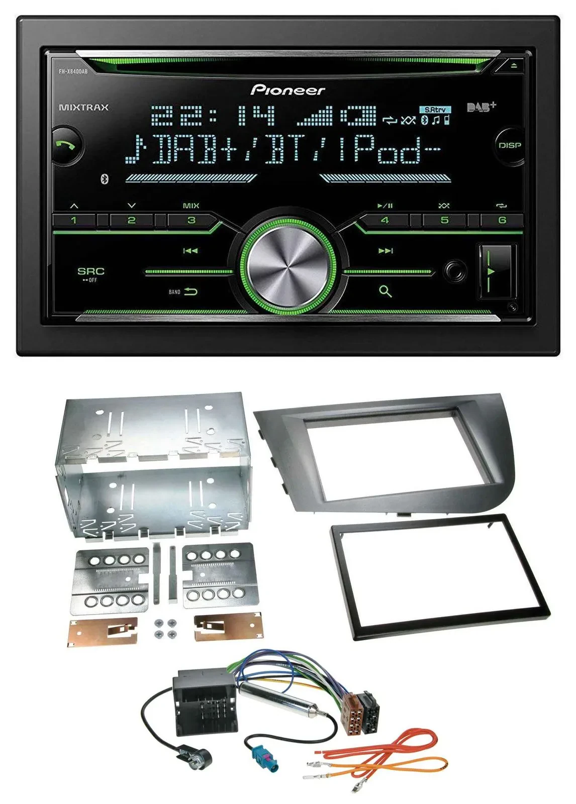 Автомагнитола Pioneer 2-DIN, Bluetooth, DAB, USB, CD, для Seat Leon 2005–2009, серебристая