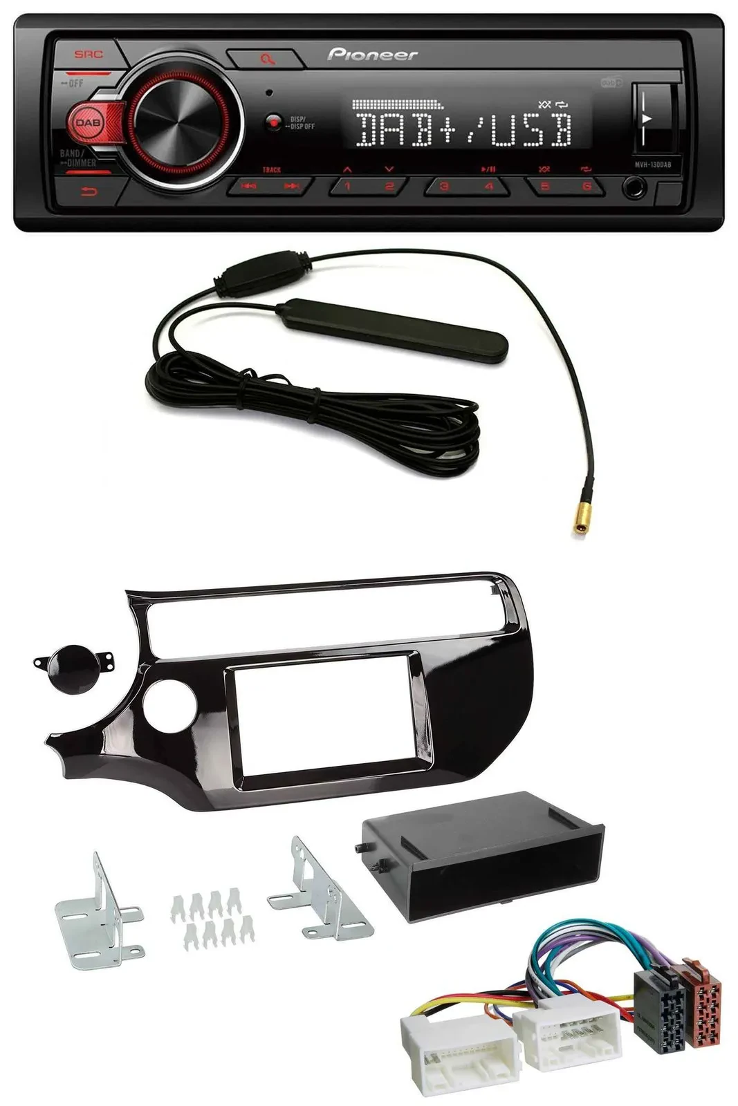 Автомагнитола для Kia Rio UB (с 2015) Pioneer 1-DIN, DAB, MP3, USB, черная (piano black)