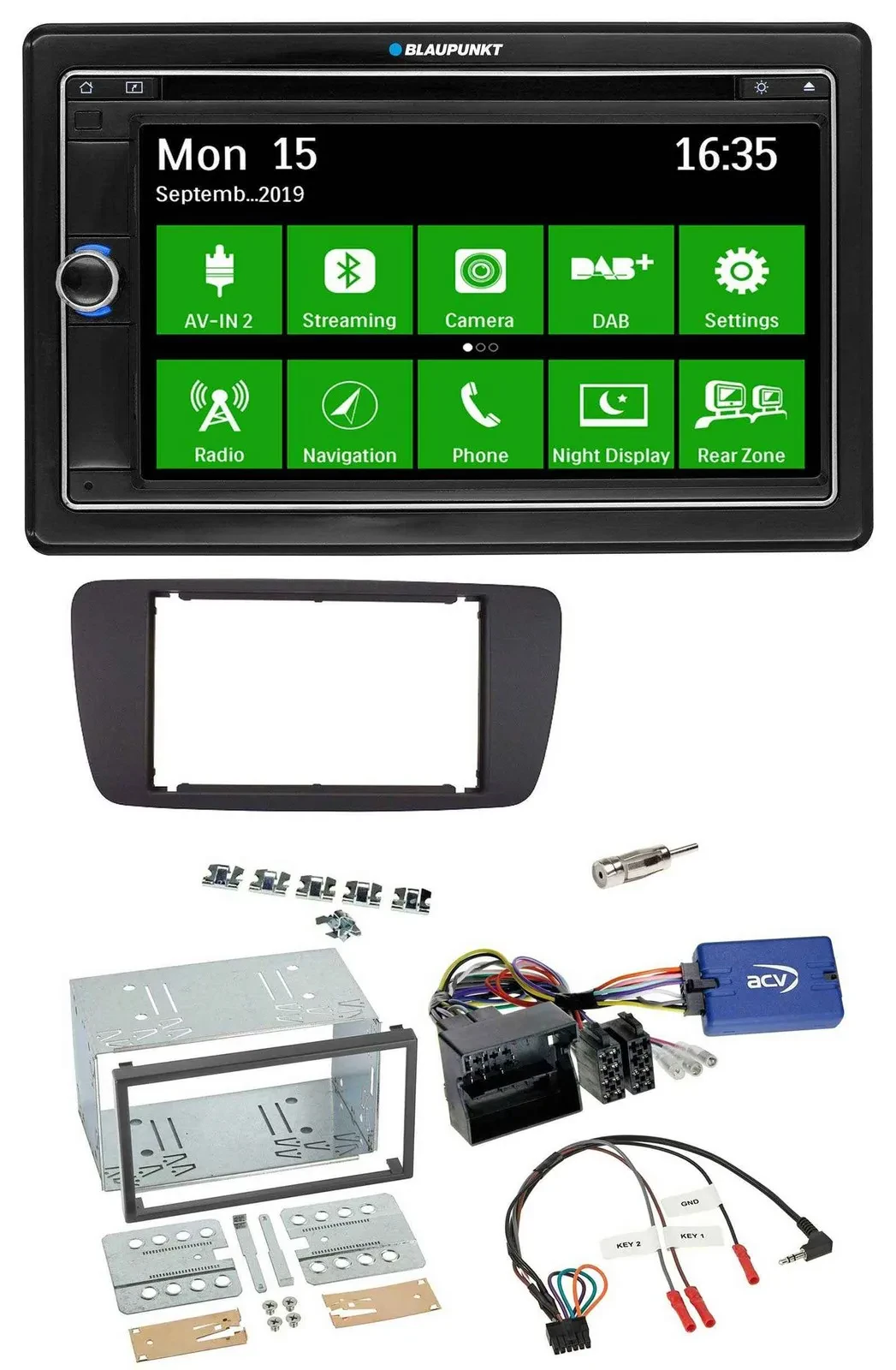 Blaupunkt Bluetooth 2DIN Lenkrad DAB USB TMC Navigation für Seat Ibiza ab 08 aza