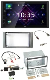 JVC DAB 2DIN Lenkrad Bluetooth USB Autoradio für Ford Kuga 2008-2012 silber