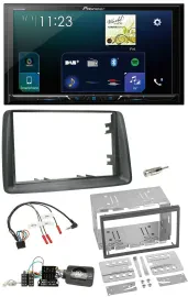 Pioneer Lenkrad Bluetooth USB 2DIN DAB Autoradio für Fiat Panda 2007-2012 grau
