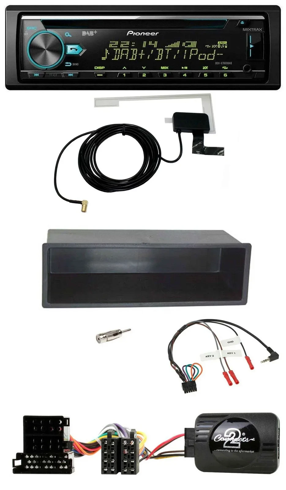 Pioneer MP3 Lenkrad CD USB DAB Autoradio für VW Passat Golf IV Polo schwarz