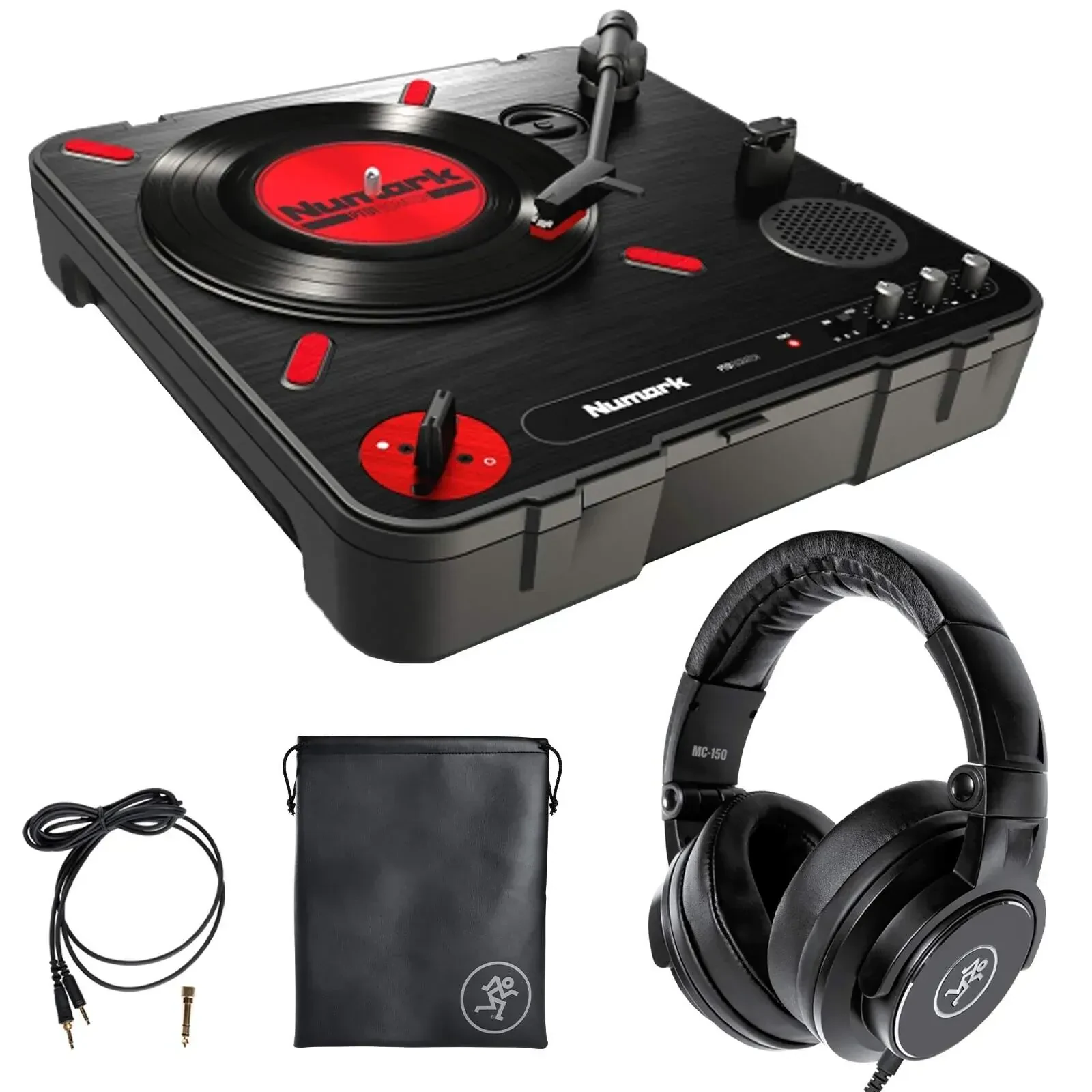 Numark PT01 Scratch Portable Turntable with Mackie MC-150 Headphones