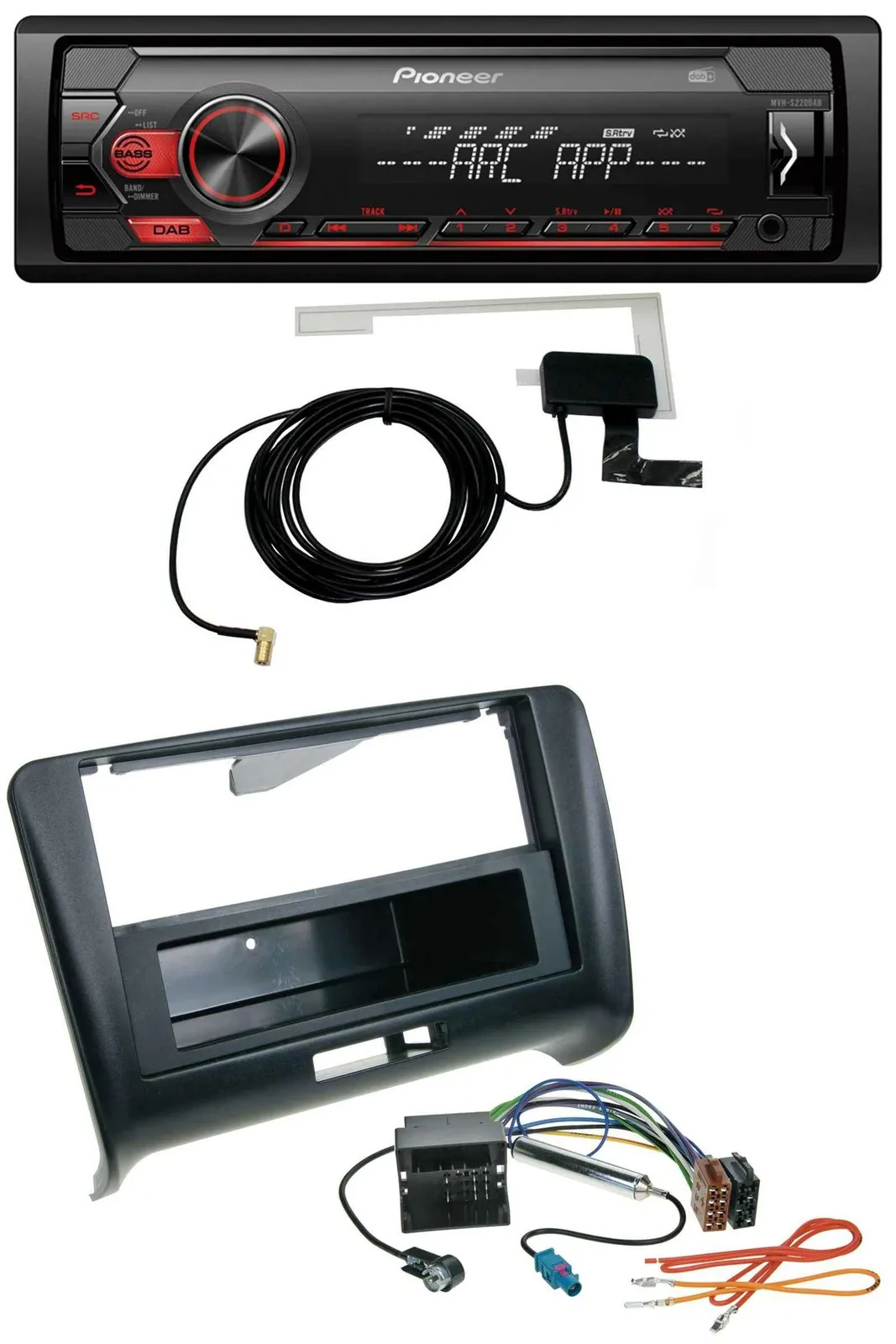 Pioneer 1DIN USB DAB MP3 AUX Autoradio für Audi TT (2006-2014) - Quadlock