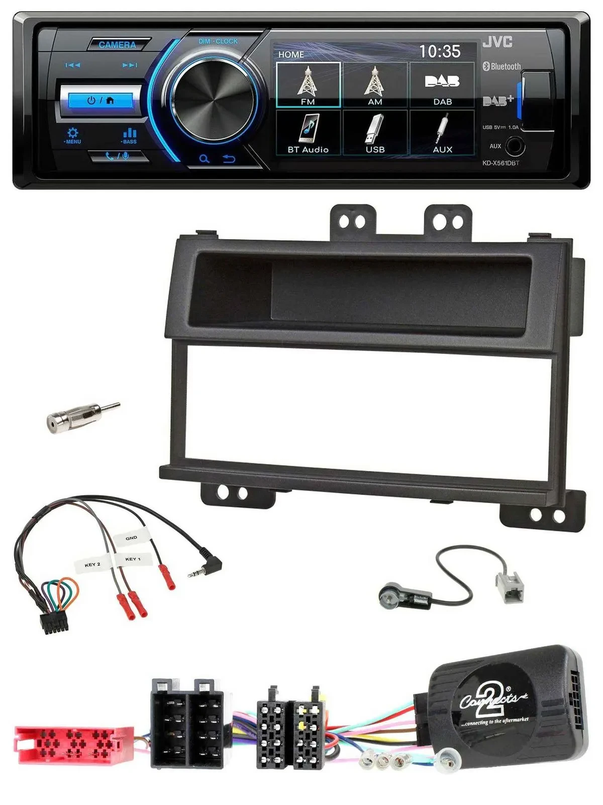 JVC Bluetooth Lenkrad USB DAB Autoradio für Hyundai i20 ISO 2009-11 schwarz