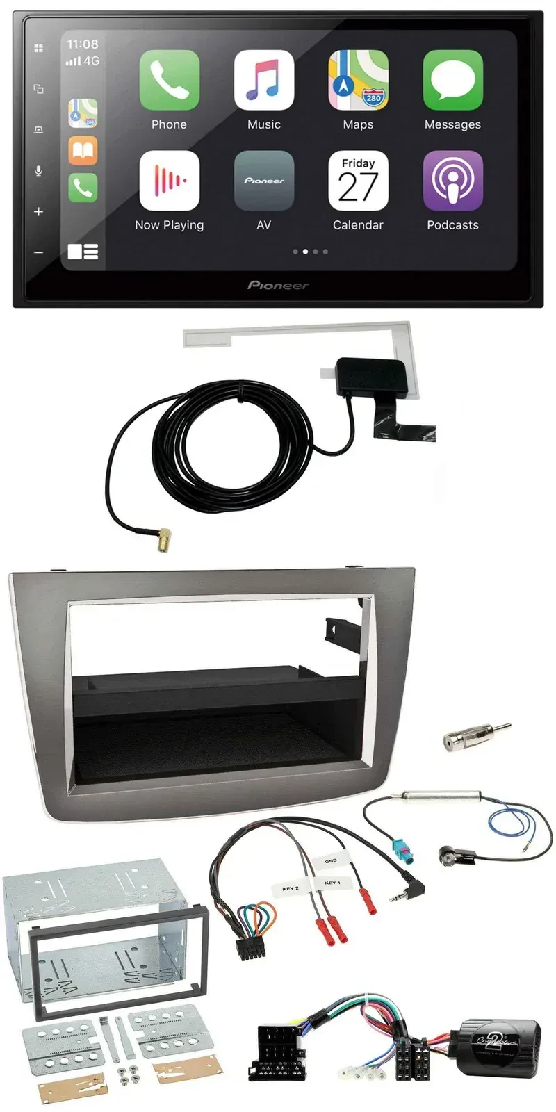 Автомагнитола Pioneer 2DIN, USB, Bluetooth, DAB, совместима с Alfa Romeo Mito 2008–2014