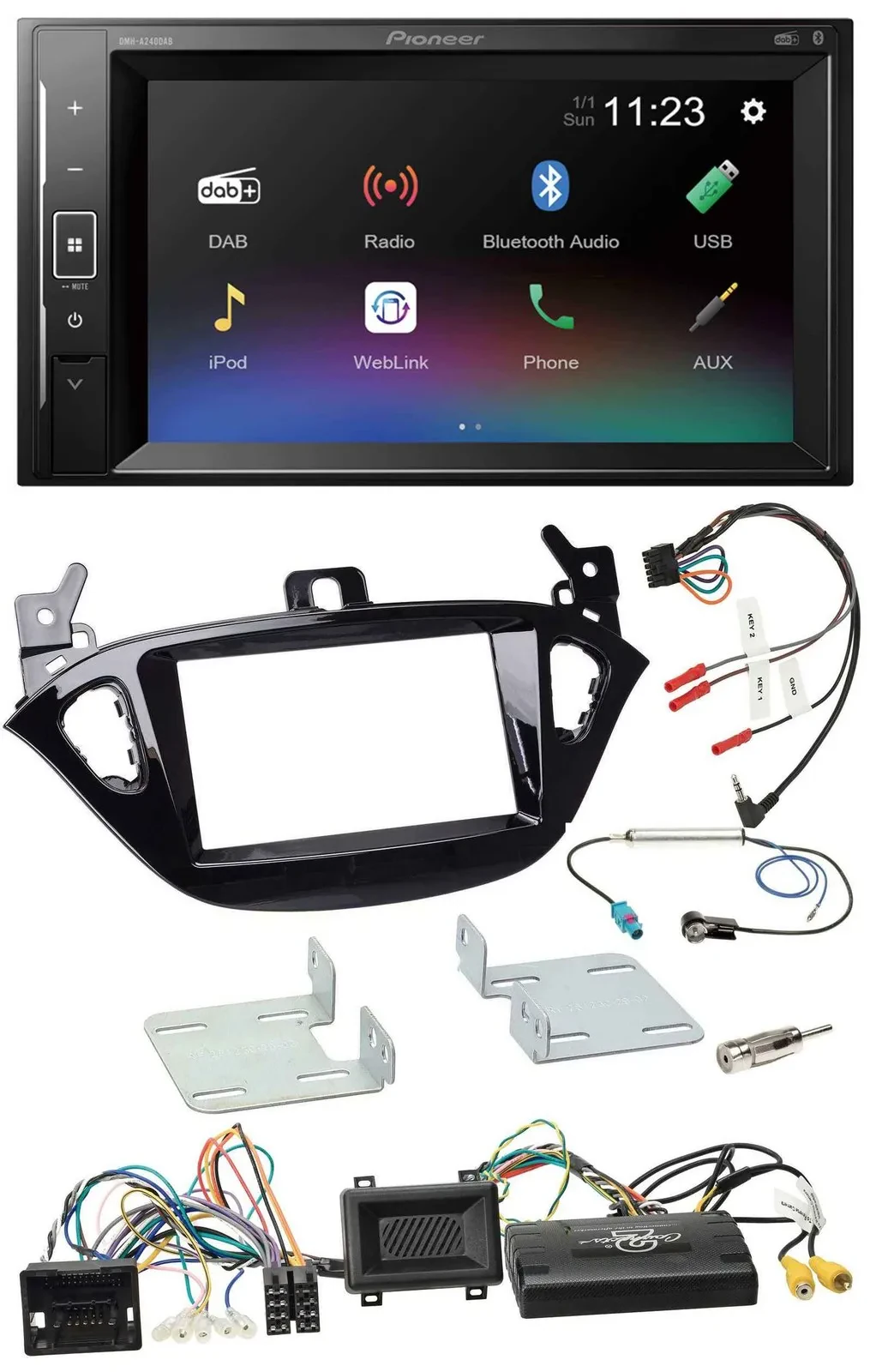 Pioneer DAB Lenkrad 2DIN Bluetooth USB Autoradio für Opel Adam Corsa E ab 2013 P
