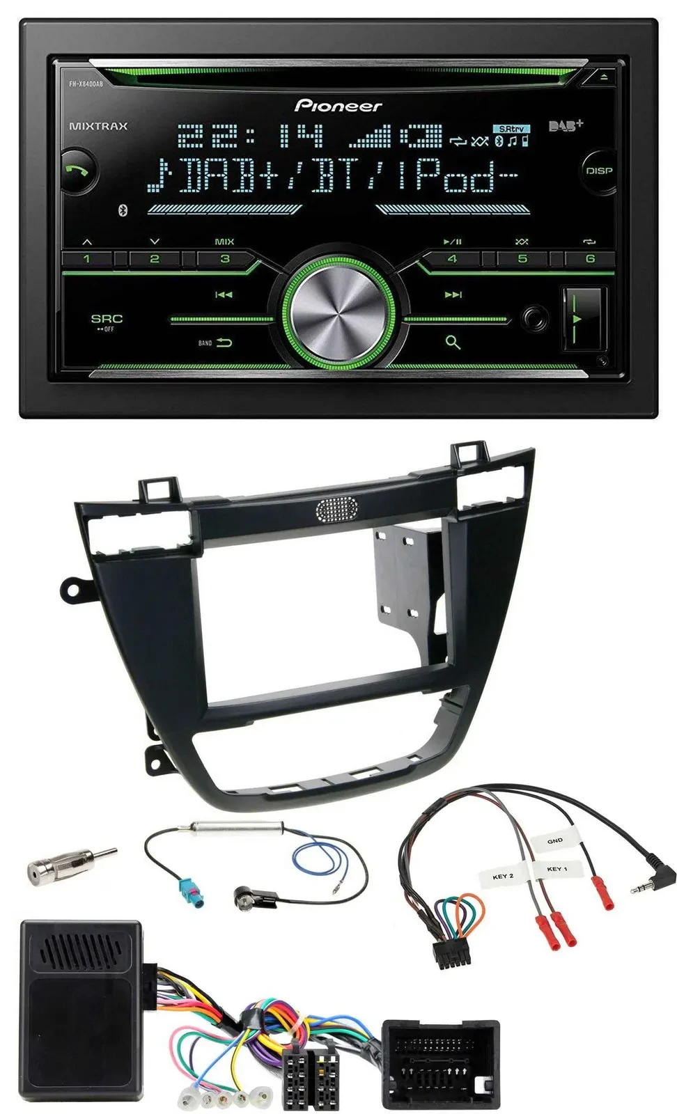 Автомагнитола Pioneer 2DIN, Bluetooth, DAB, USB, CD, для Opel Insignia (с 2008), черный